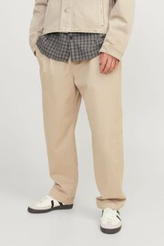 JACK & JONES Brown Wide Fit Relaxed Trousers - Image 1 of 8