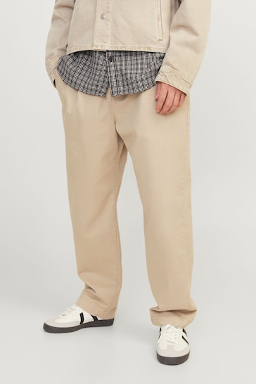JACK & JONES Brown Wide Fit Relaxed Trousers