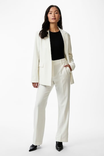 YAS White High Waisted Tailored Trousers