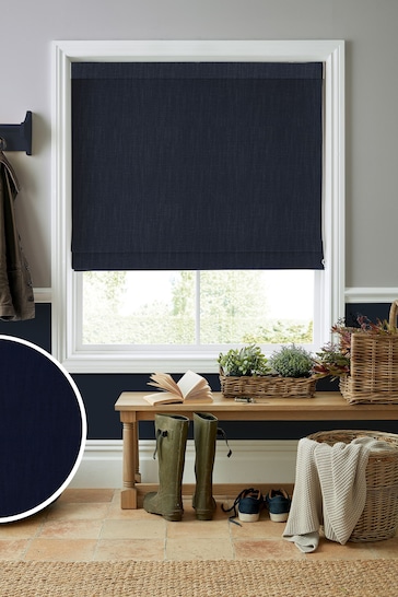 Laura Ashley Blue Swanson Midnight Made to Measure Roman Blind