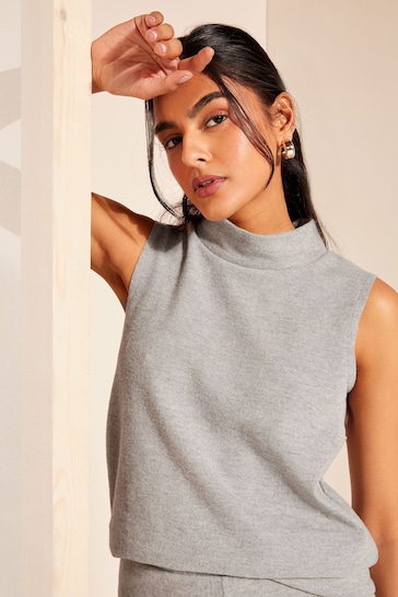 Friends Like These Grey Cosy Roll Neck Sleeveless Tank Top