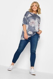 Yours Curve Blue Floral T-Shirt - Image 3 of 3