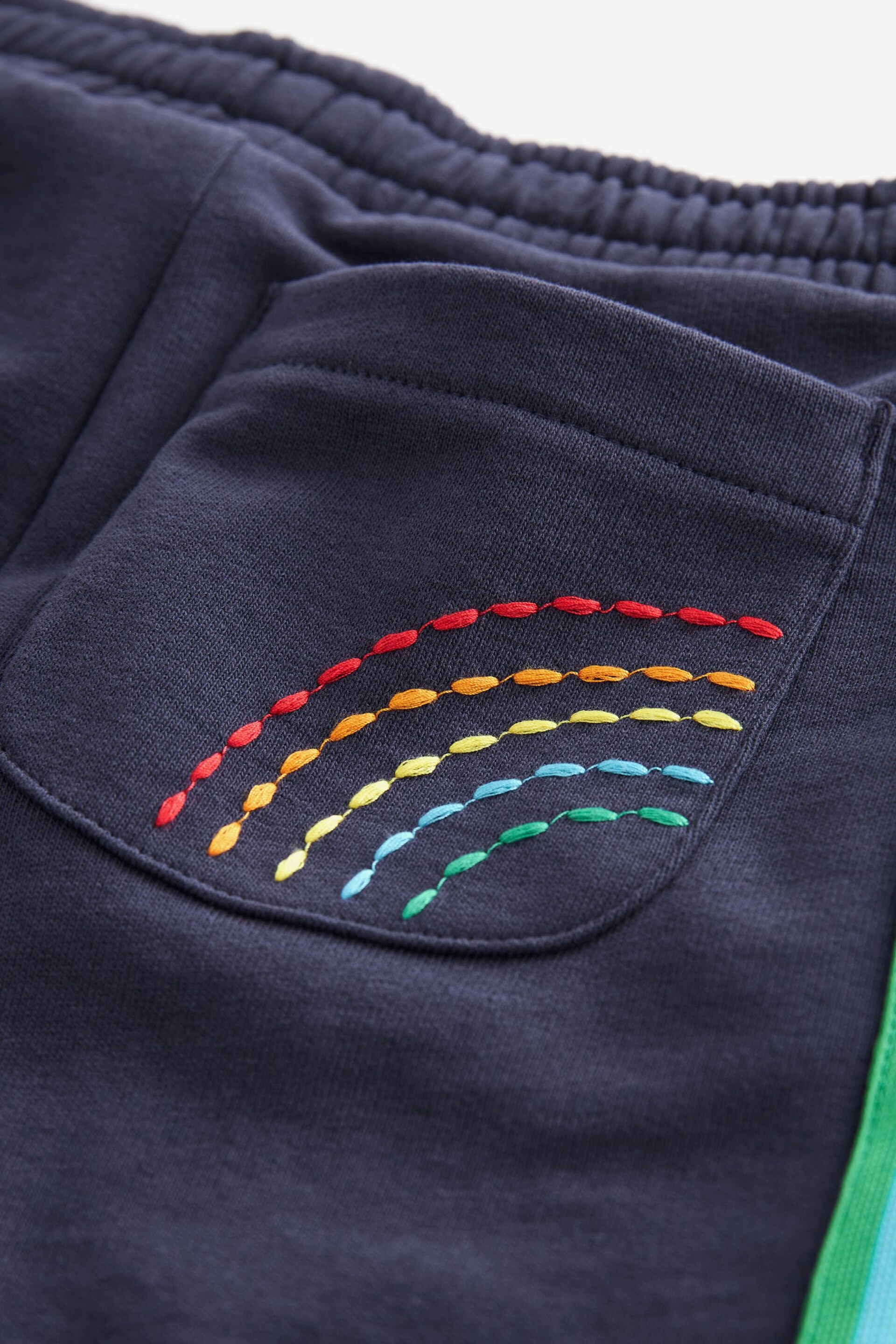 Little Bird by Jools Oliver Navy Rainbow Rainbow Stripe Jersey Shorts - Image 10 of 10