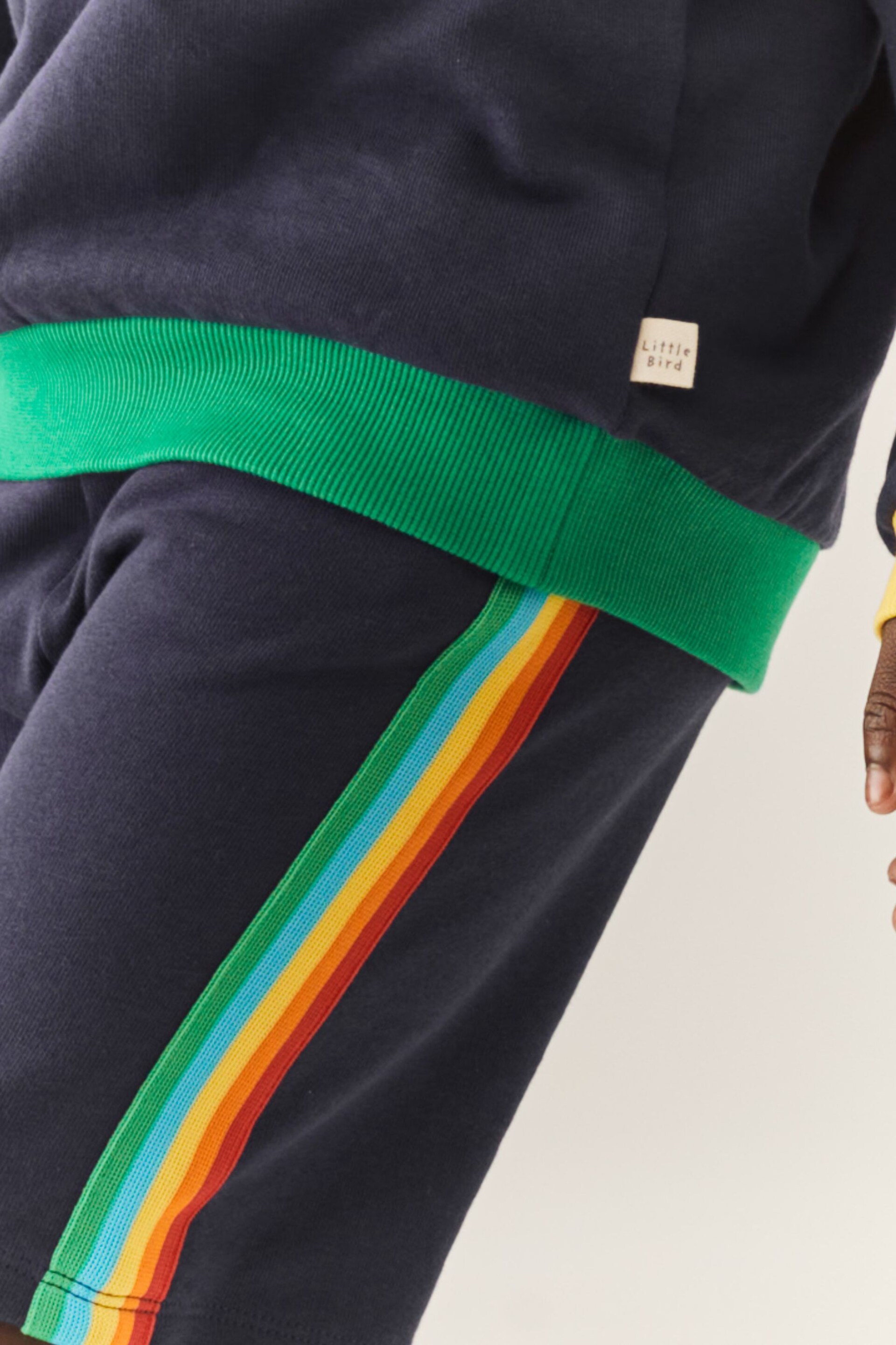 Little Bird by Jools Oliver Navy Rainbow Rainbow Stripe Jersey Shorts - Image 7 of 10