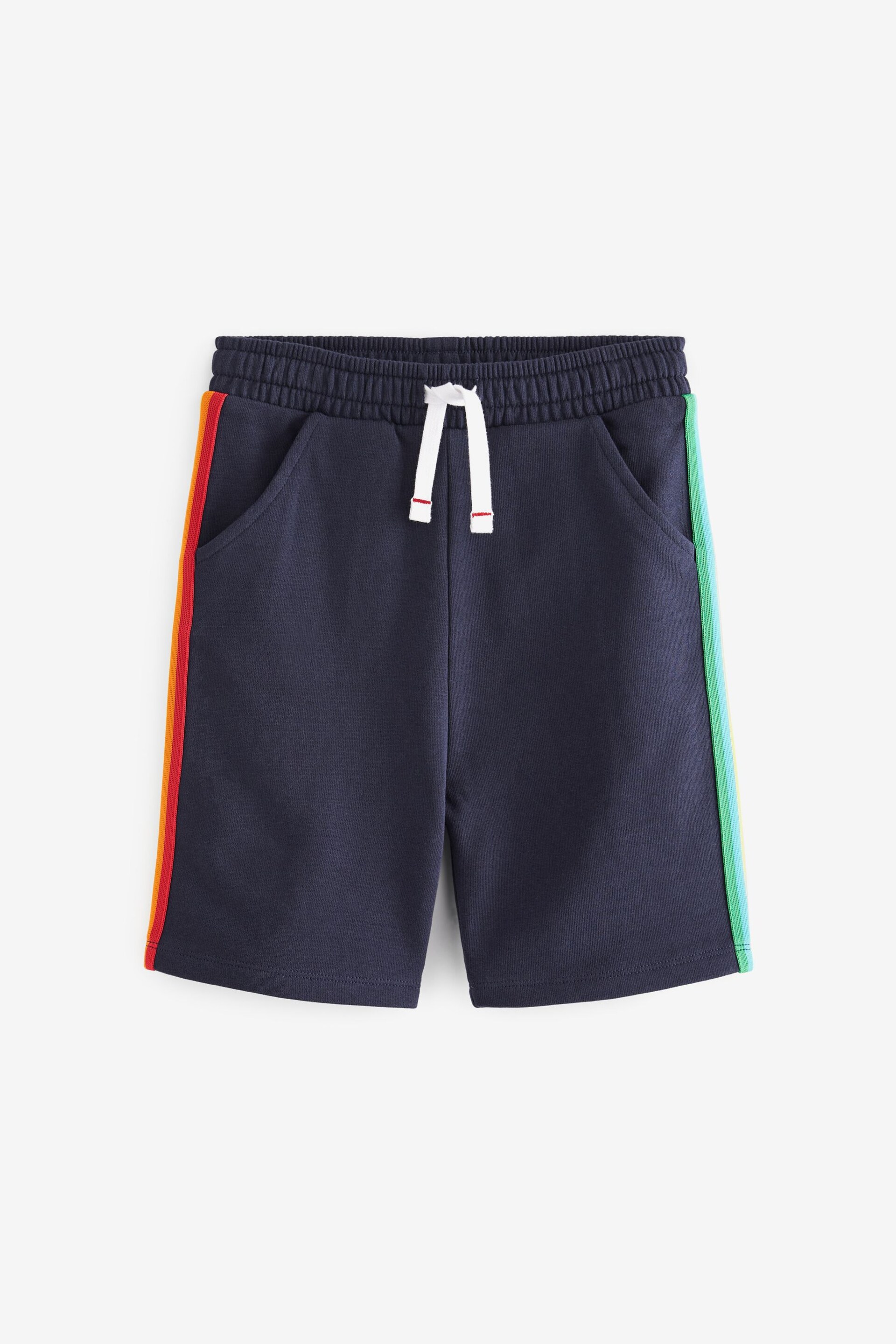 Little Bird by Jools Oliver Navy Rainbow Rainbow Stripe Jersey Shorts - Image 8 of 10