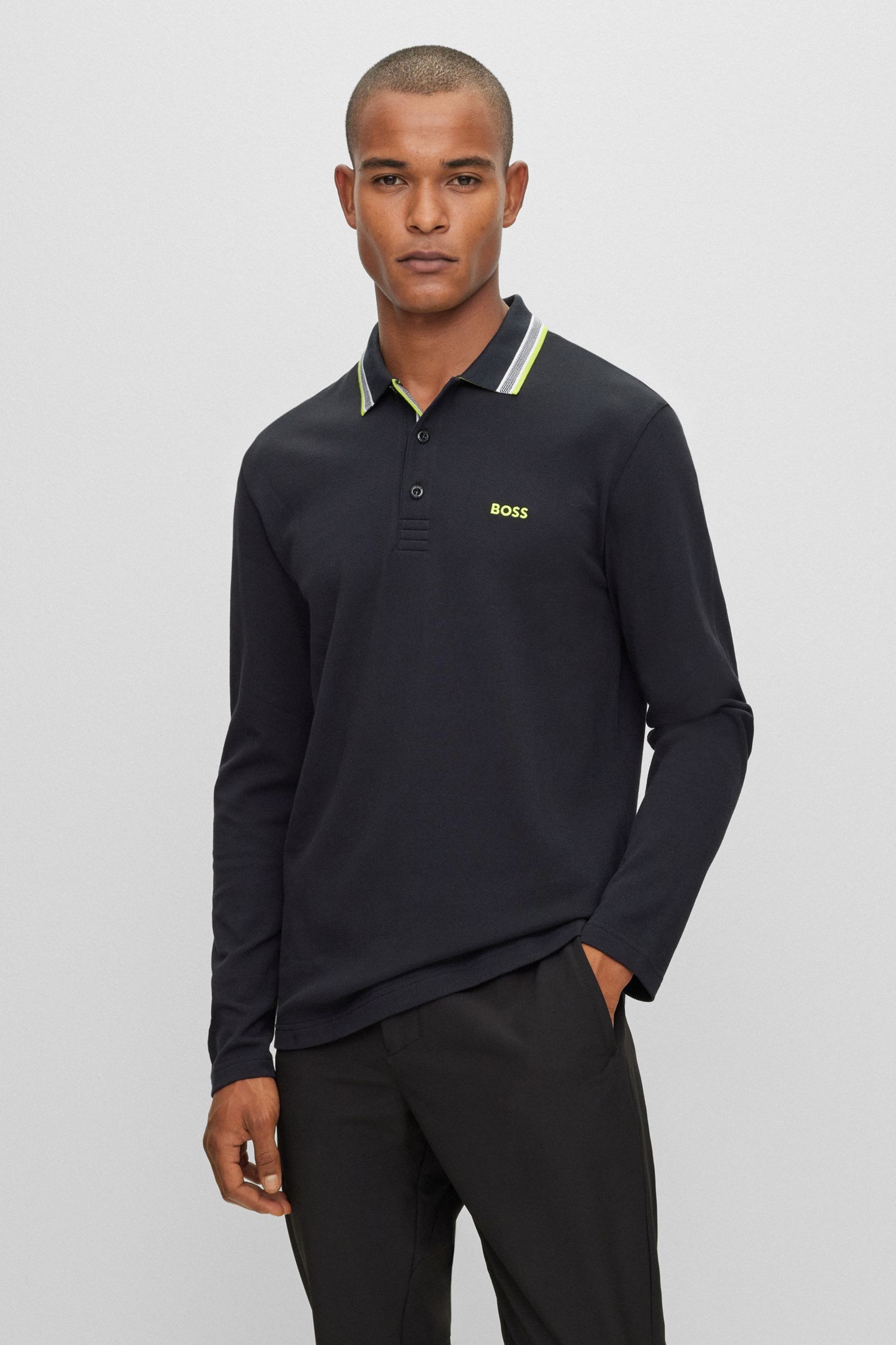 Hugo boss black long online sleeve polo shirt