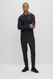 BOSS Black Plisy Collar Detail Long Sleeve Polo Shirt - Image 3 of 5