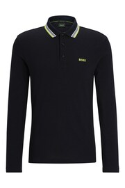 BOSS Black Plisy Collar Detail Long Sleeve Polo Shirt - Image 5 of 5