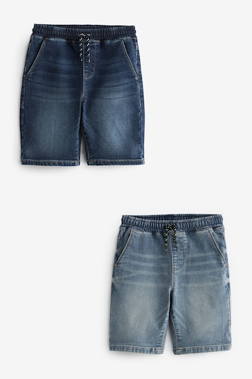 Dark Blue/Light Blue Jersey Denim Shorts 2 Pack (3-16yrs)