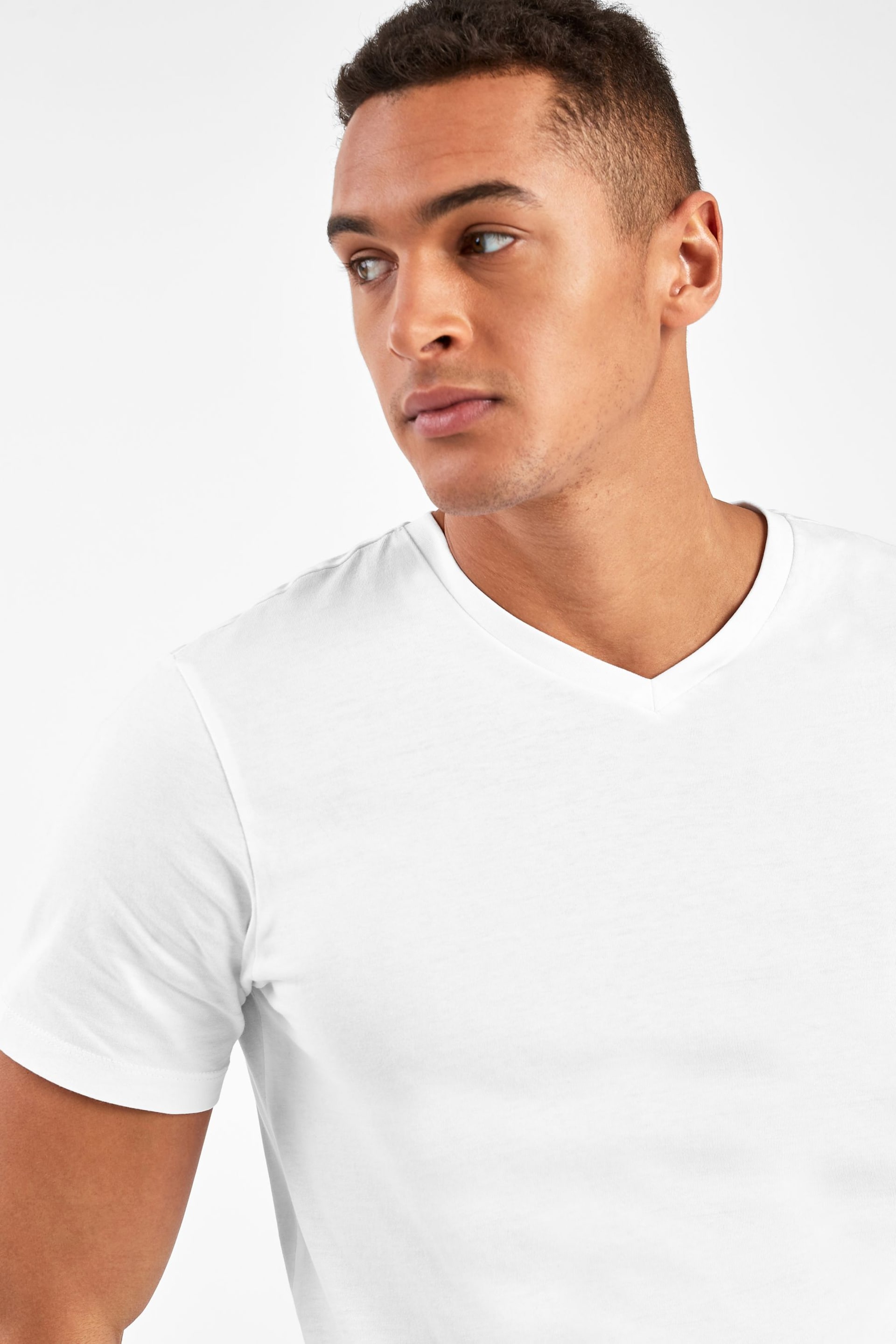 White Slim Essential V-Neck T-Shirt - Image 3 of 4