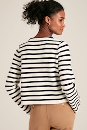 Joules Constance Cream & Navy Striped Cotton Cardigan - Image 2 of 10