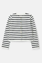 Joules Constance Cream & Navy Striped Cotton Cardigan - Image 6 of 10