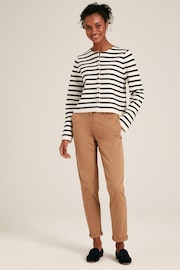 Joules Constance Cream & Navy Striped Cotton Cardigan - Image 7 of 10