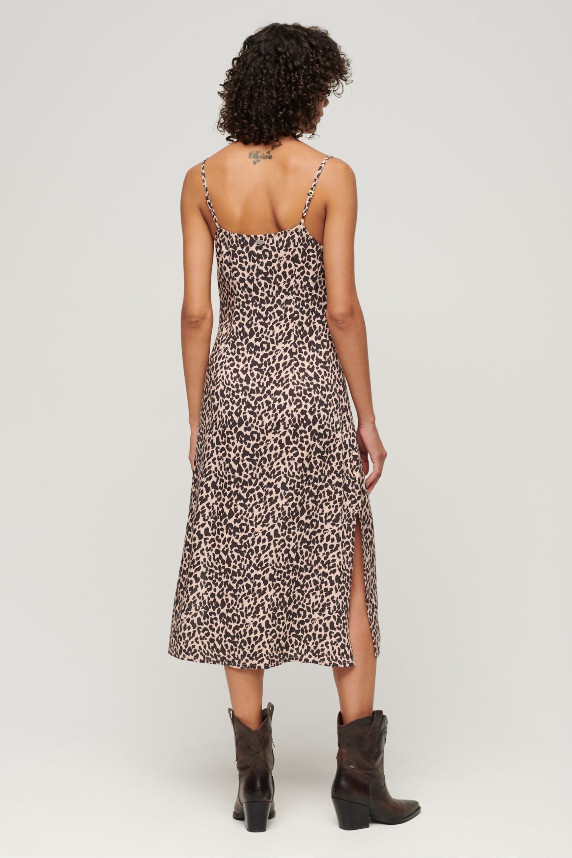 Superdry Pink Print Button Cami Midi Dress - Image 2 of 5