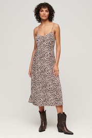 Superdry Pink Print Button Cami Midi Dress - Image 3 of 5