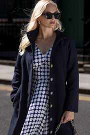 Closet London Blue Button up Long Coat With Tie & Pockets - Image 3 of 4