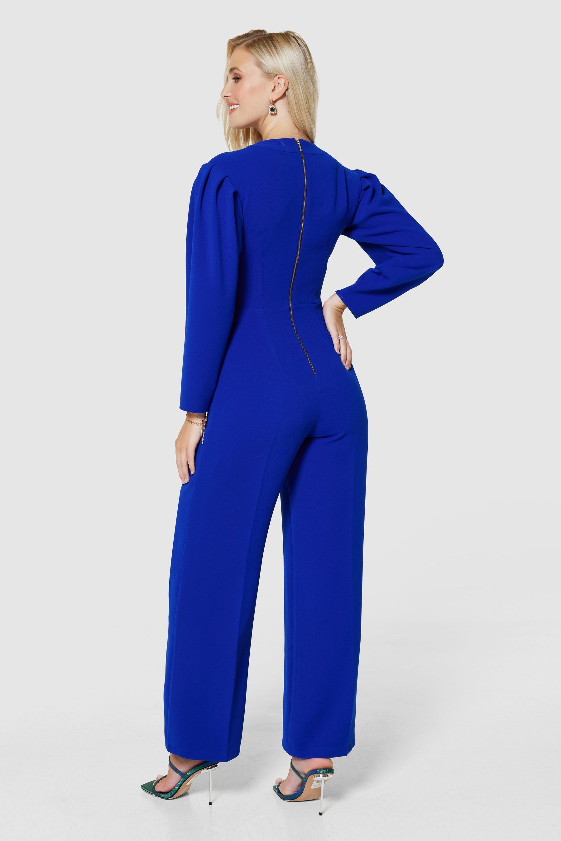 Buy Closet London Blue Long Sleeve Wide Leg Jumpsuit from Next Luxembourg