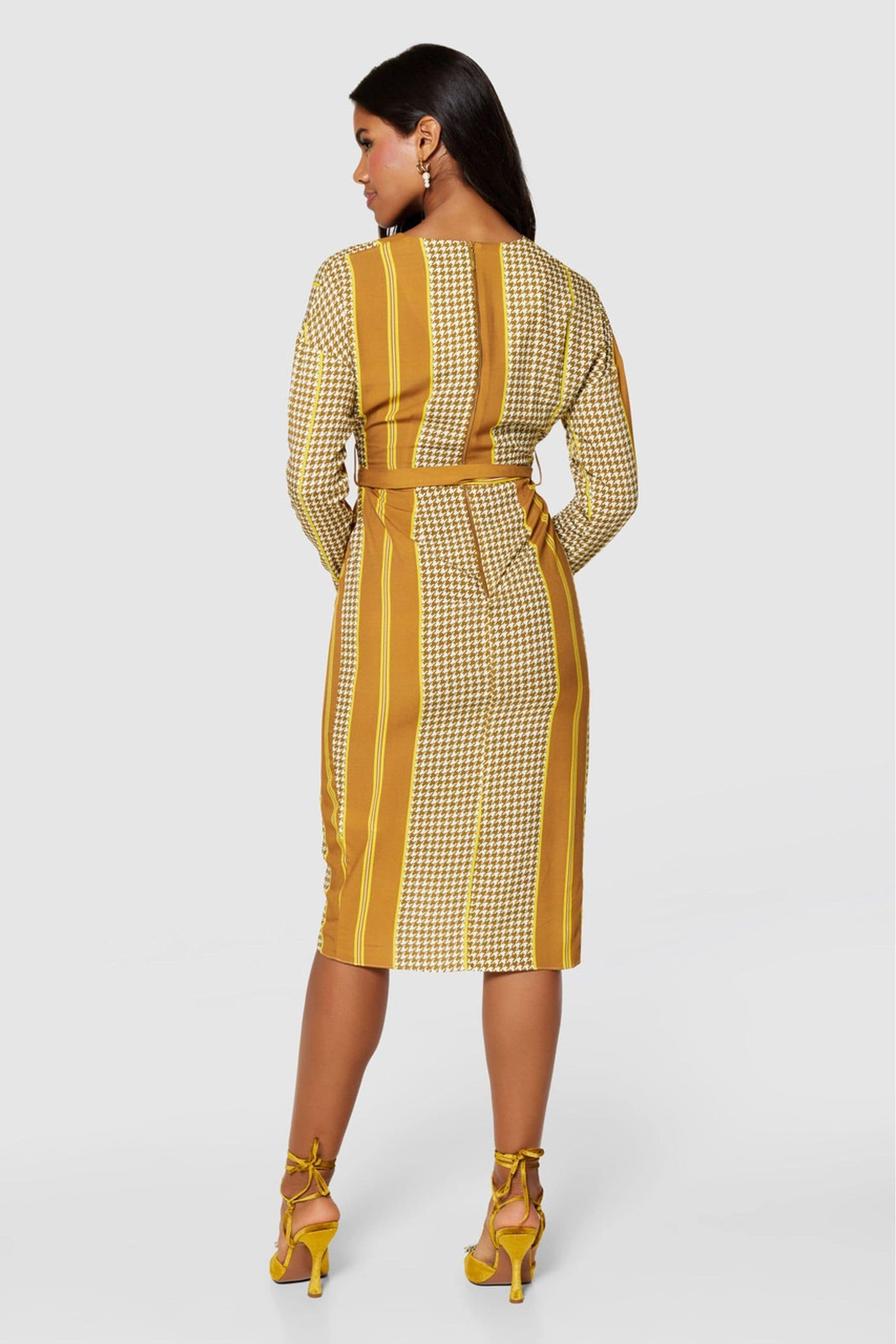 Buy Closet London Brown Long Sleeve Wrap Pencil Dress from Next Luxembourg