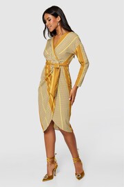 Closet London Brown Long Sleeve Wrap  Pencil Dress - Image 4 of 4