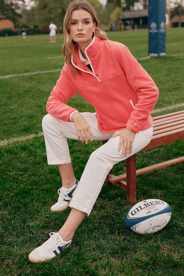 Joules Lulworth Coral Pink Funnel Neck Fleece