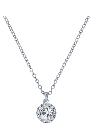 Ted Baker Silver Tone SOLTELL: Solitaire Sparkle Crystal Pendant Necklace