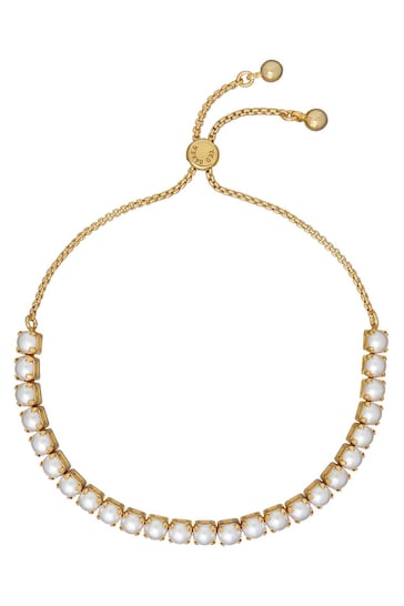 Ted Baker Gold Tone PERRMEL: Pearl Adjustable Tennis Bracelet
