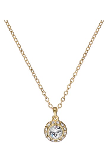 Ted Baker Gold Tone SOLTELL: Solitaire Sparkle Crystal Pendant Necklace