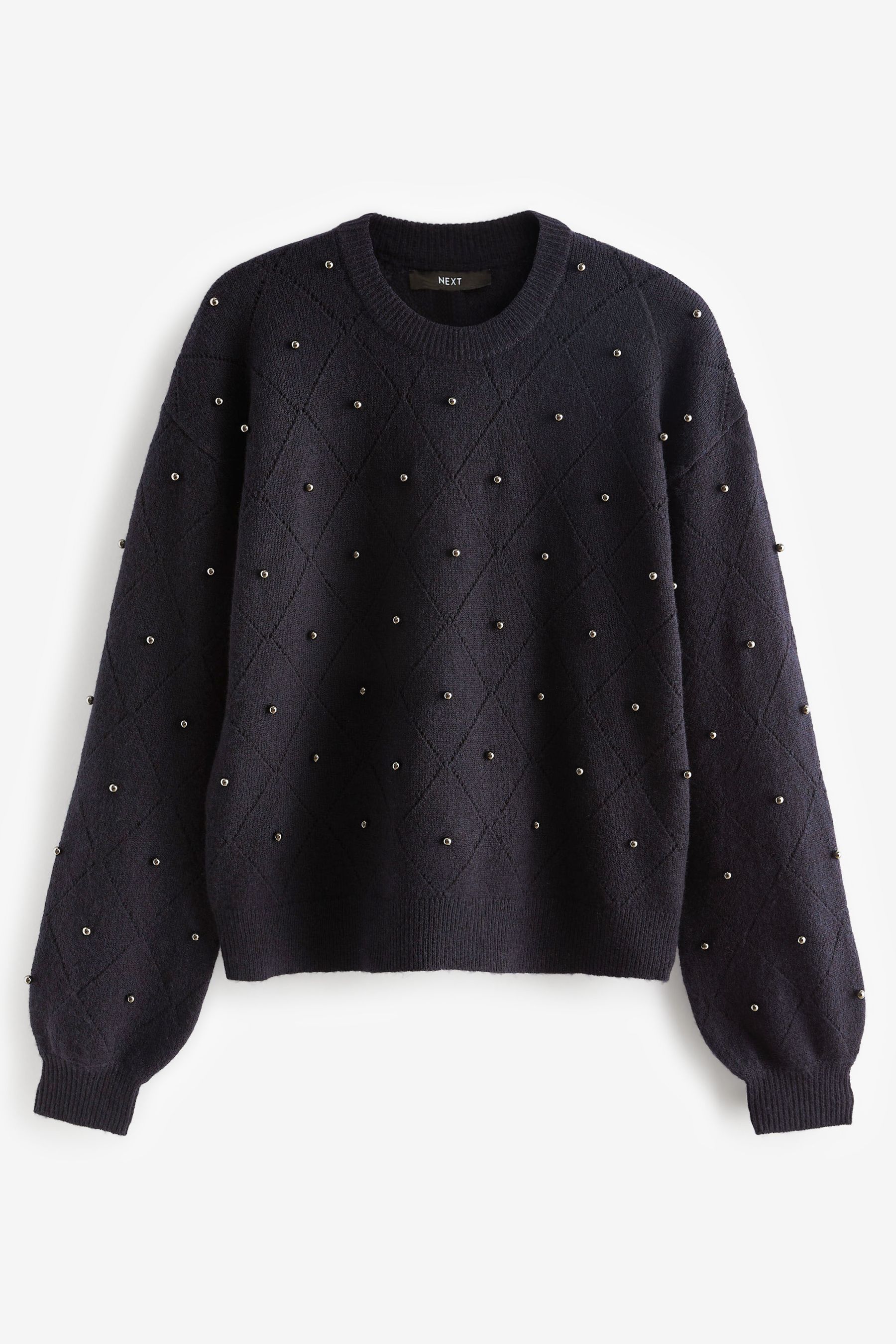Buy Navy Blue Pearl Embellished Jumper from Next Luxembourg