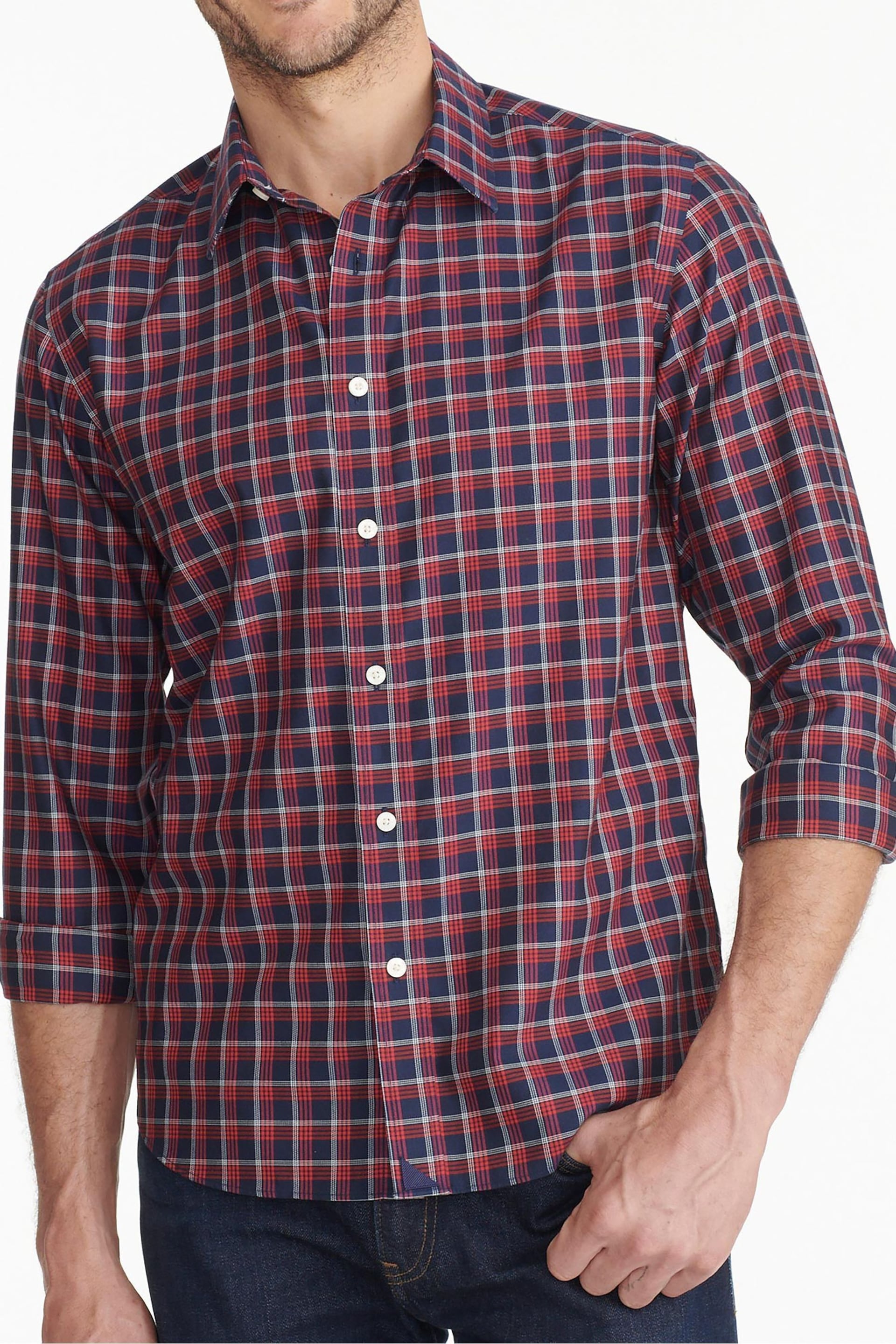 UNTUCKit Blue/Red Wrinkle-Free Slim Fit Cheny Shirt - Image 4 of 6