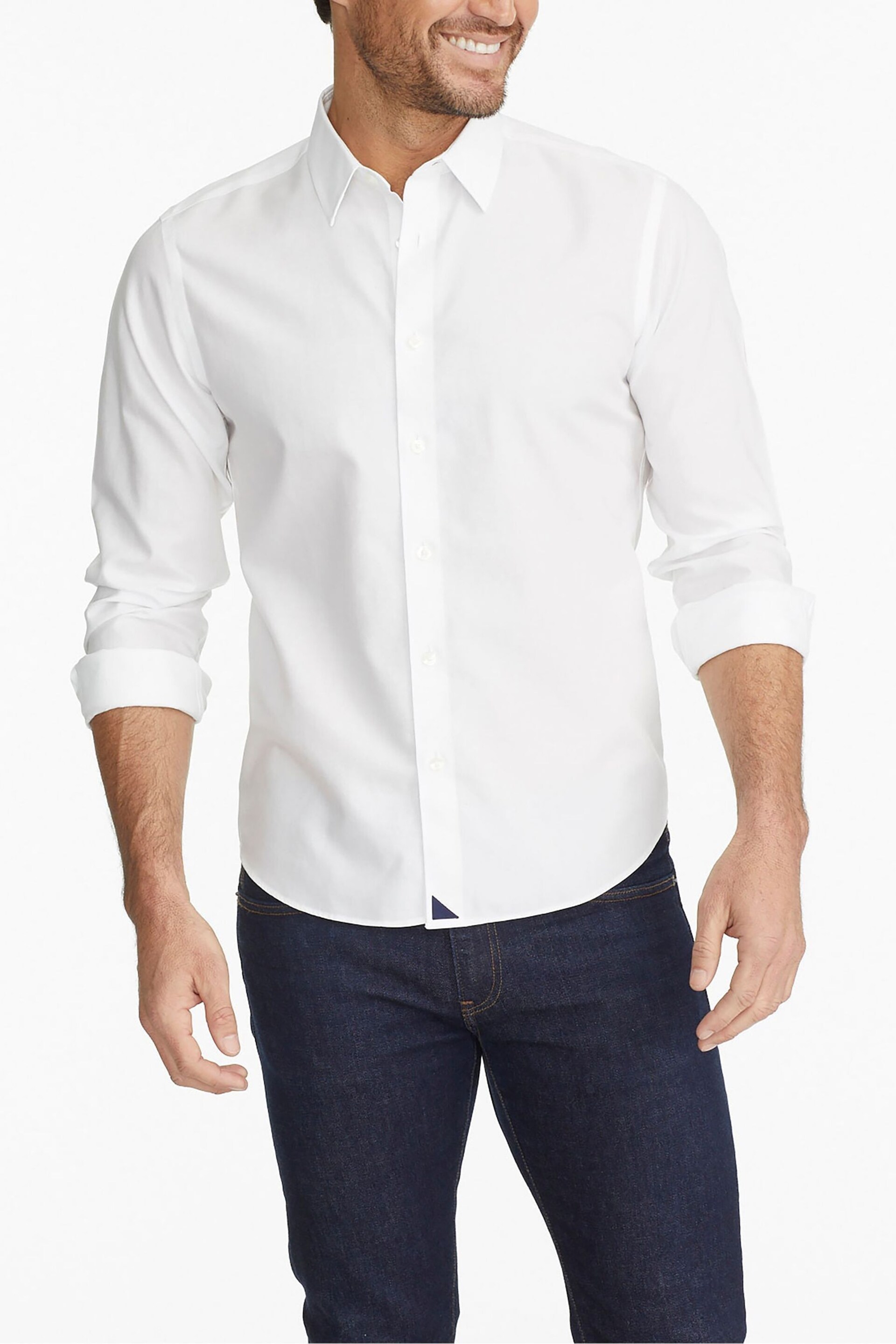 UNTUCKit White Dark Wrinkle-Free Relaxed Fit Las Cases Shirt - Image 1 of 4