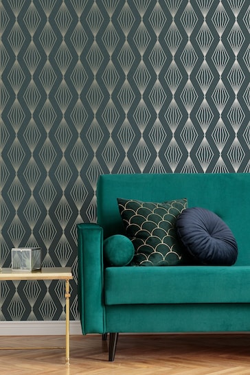 Art For The Home Emerald Green Boutique Marquise Geo Wallpaper