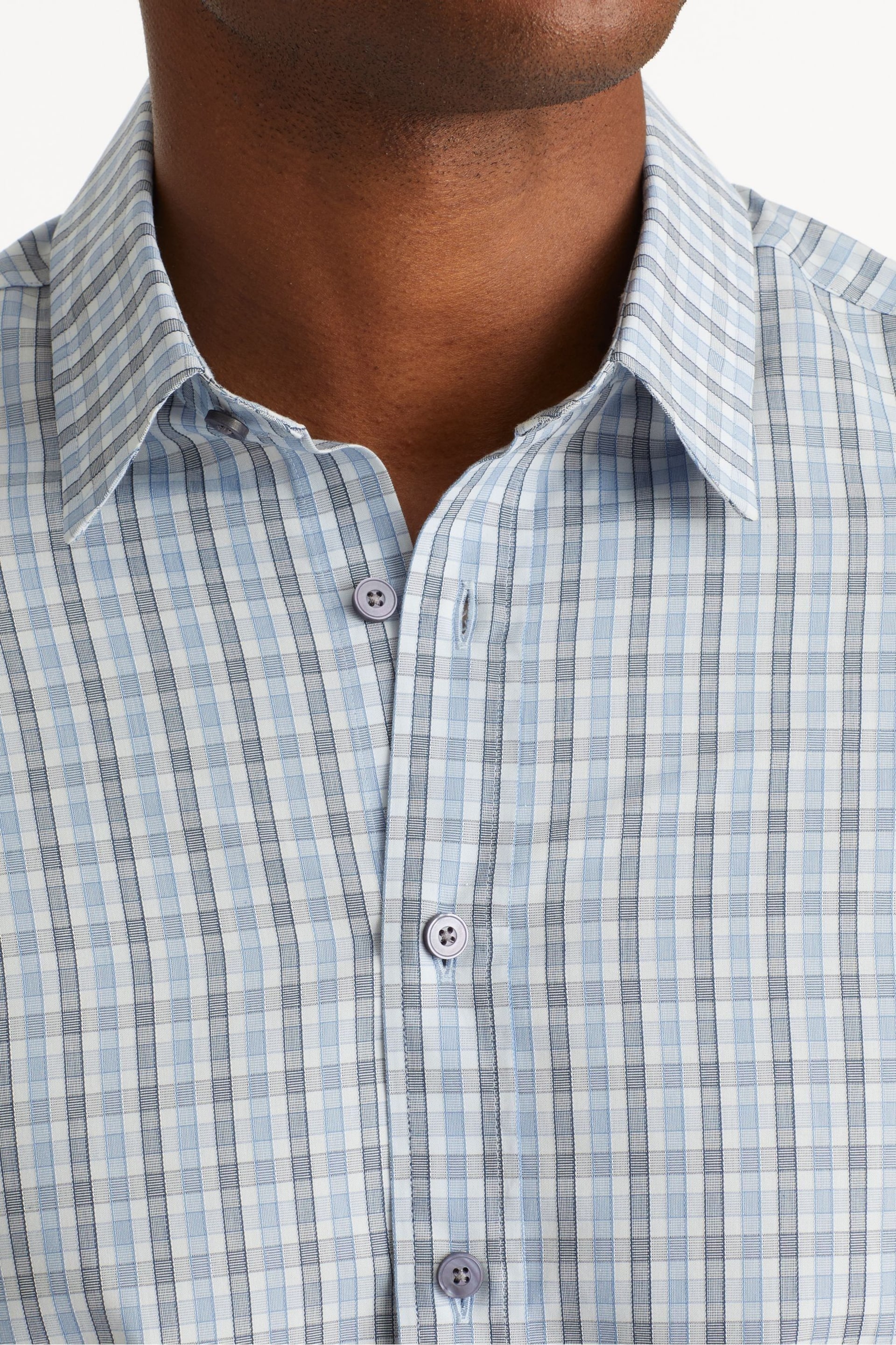 UNTUCKit Blue Wrinkle-Free Regular Fit Durif Shirt - Image 4 of 5