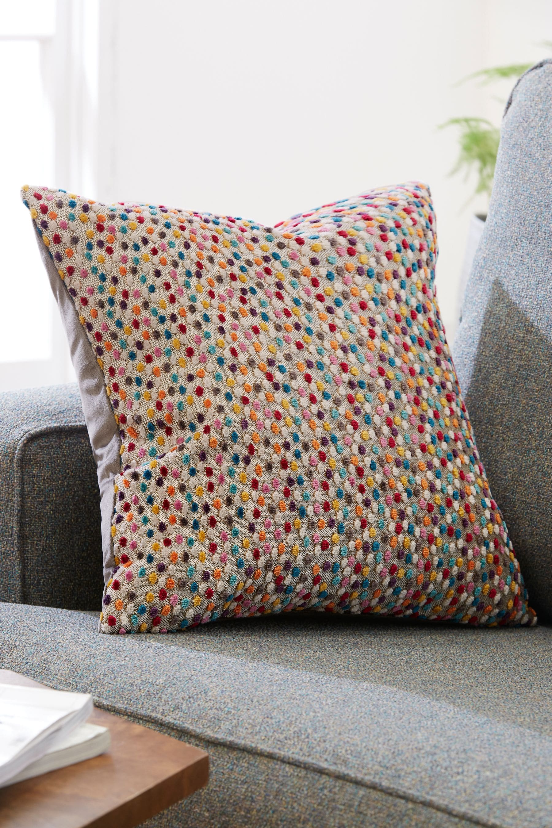 Buy Multi Cut Velvet Spot 43 x 43cm Cushion from Next Luxembourg