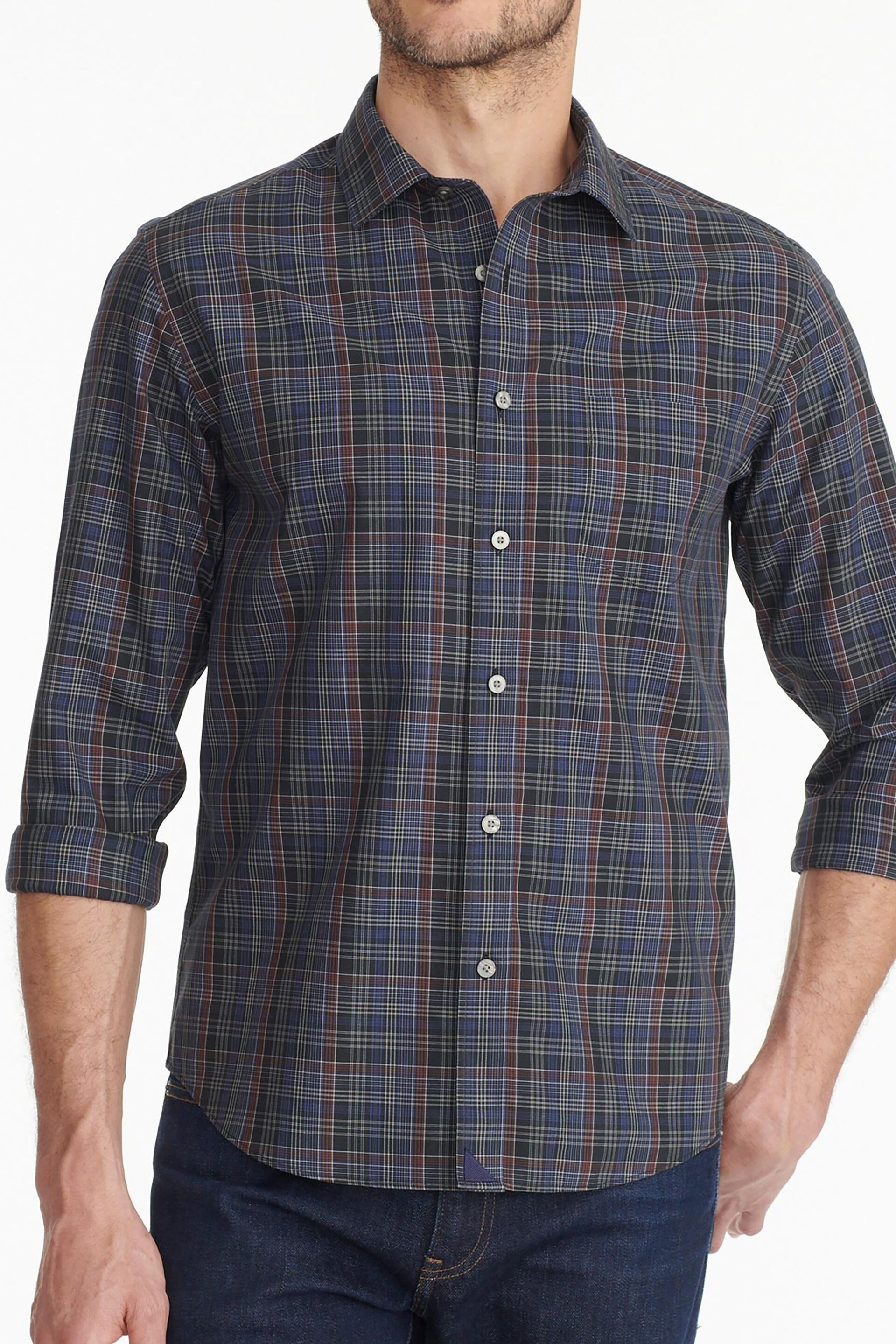UNTUCKit Blue Dark Wrinkle-Free Slim Fit Cordero Shirt - Image 1 of 5