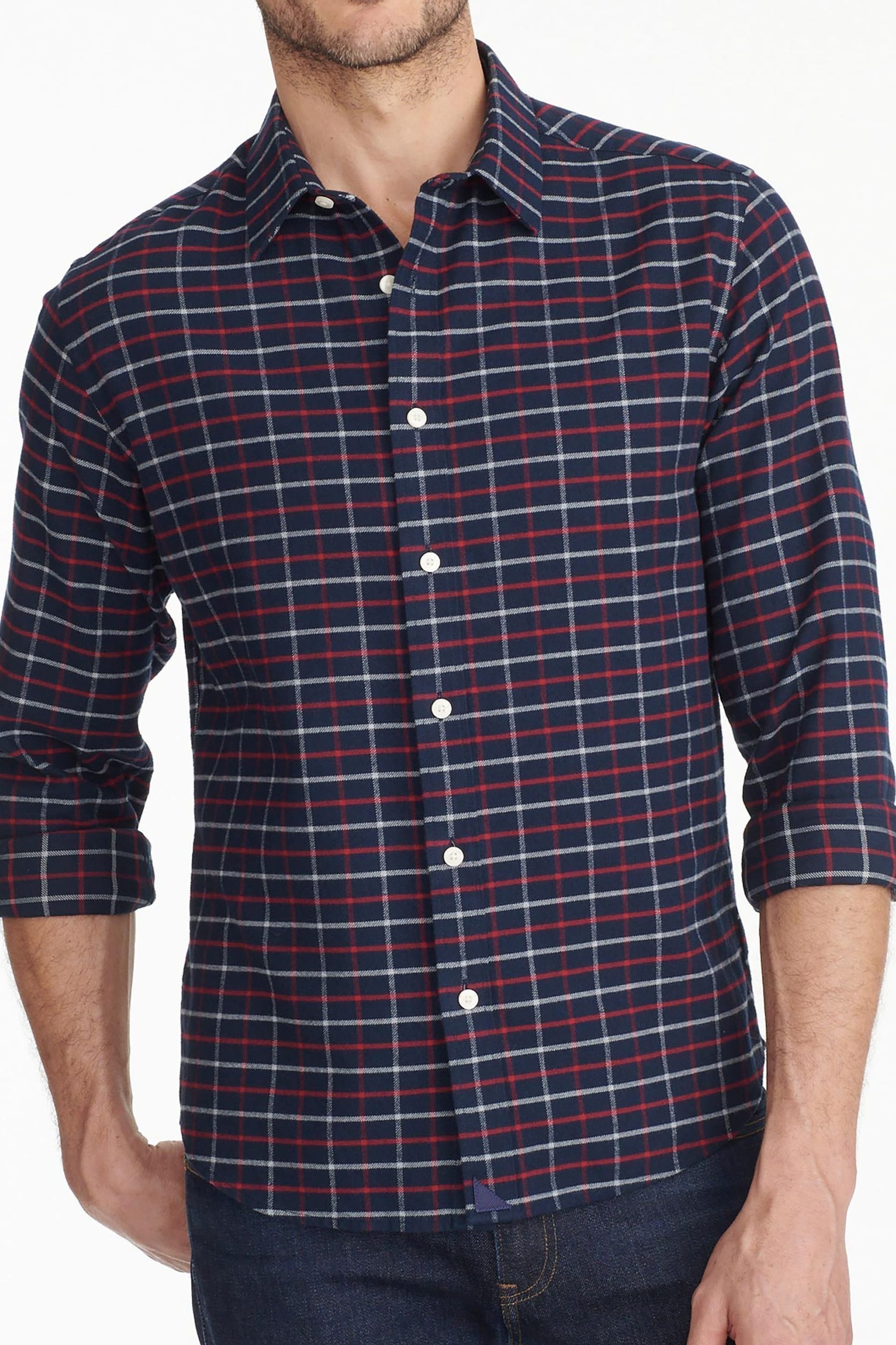 UNTUCKit Blue Dark Flannel Regular Fit Bozeman Shirt - Image 3 of 6