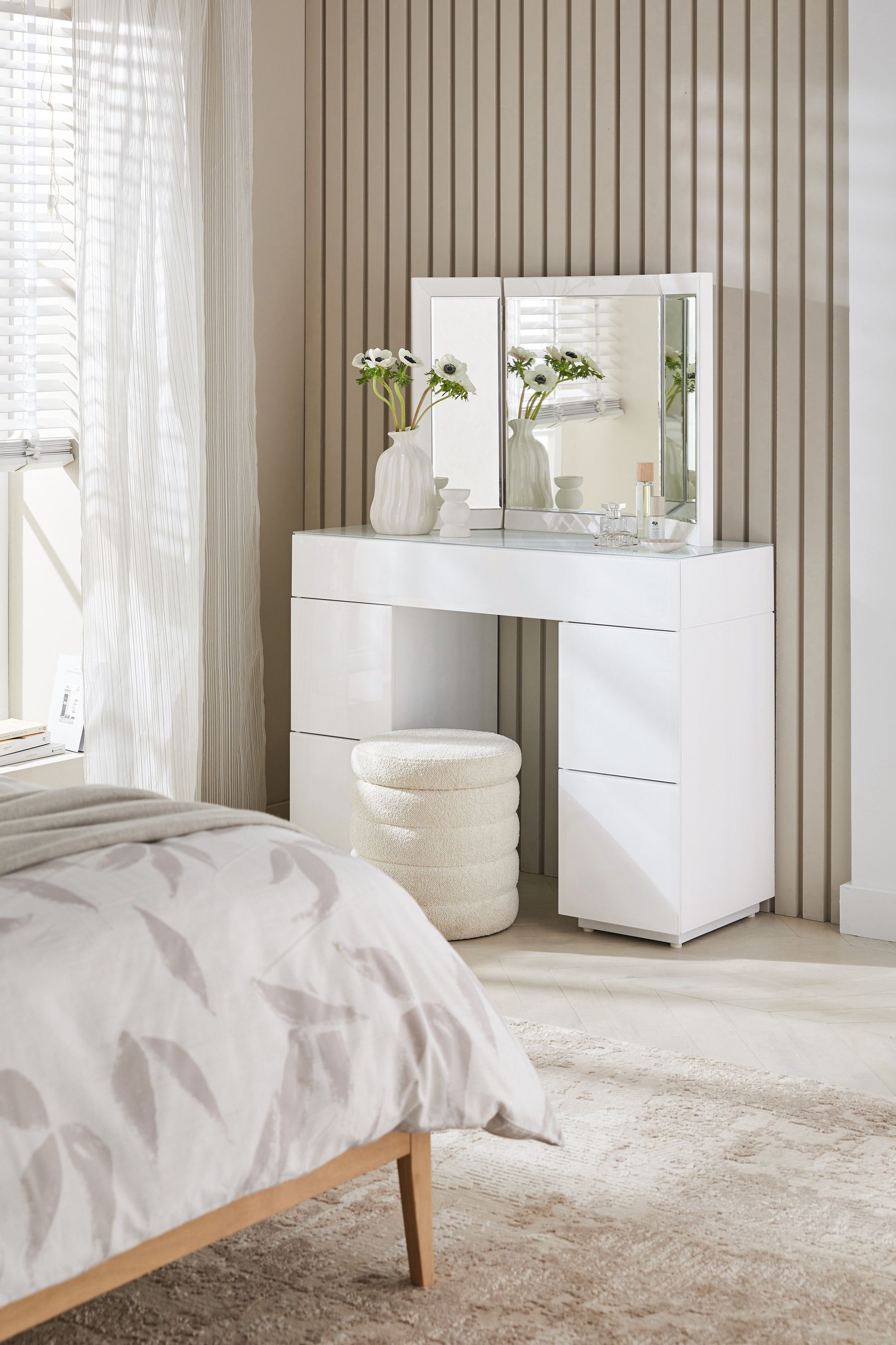 Slim white dressing table on sale