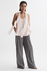 Reiss Nude Calista Tie Neck Draped Blouse - Image 1 of 5