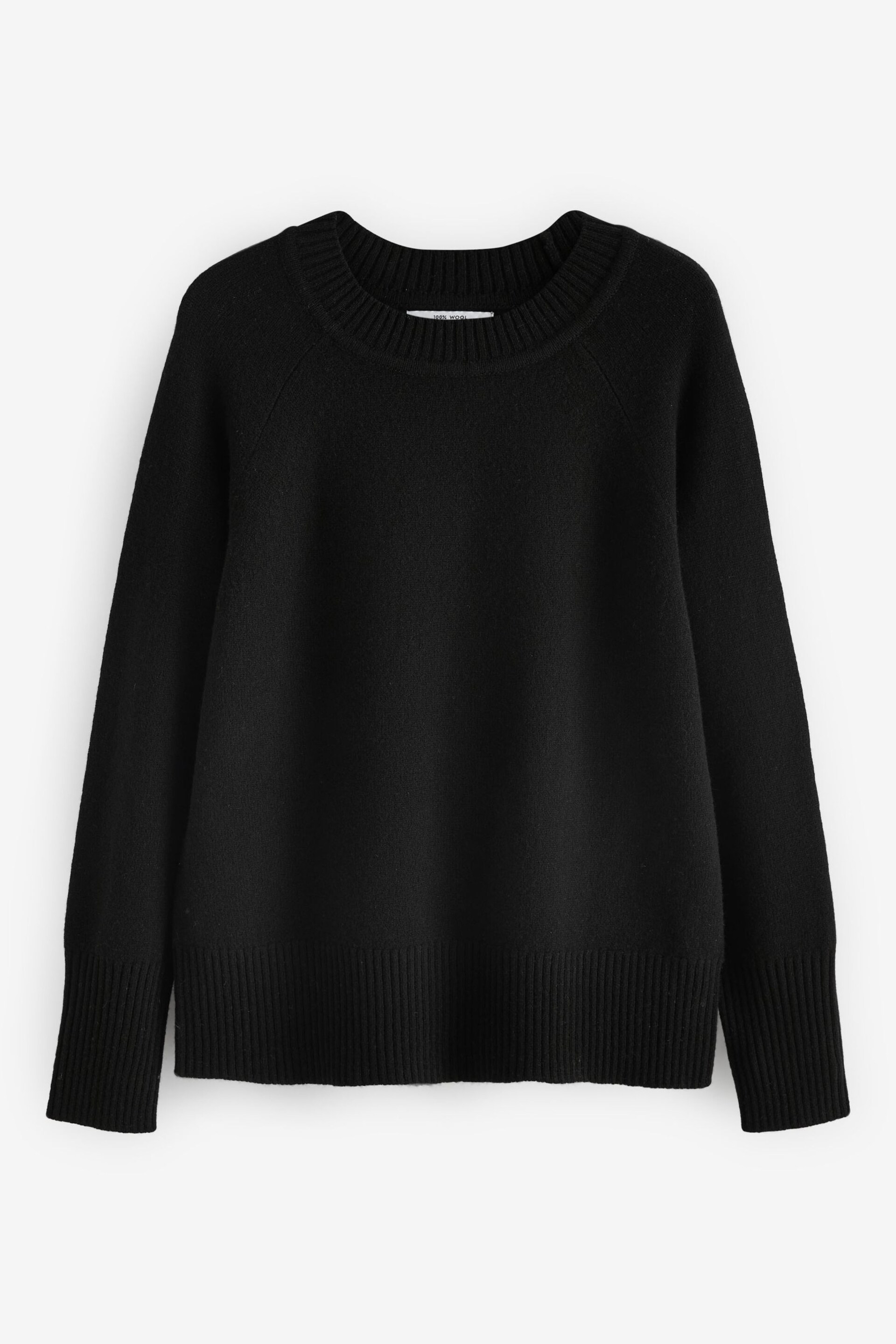 Black Premium 100% Lambswool Crew Neck Jumper - Image 5 of 7