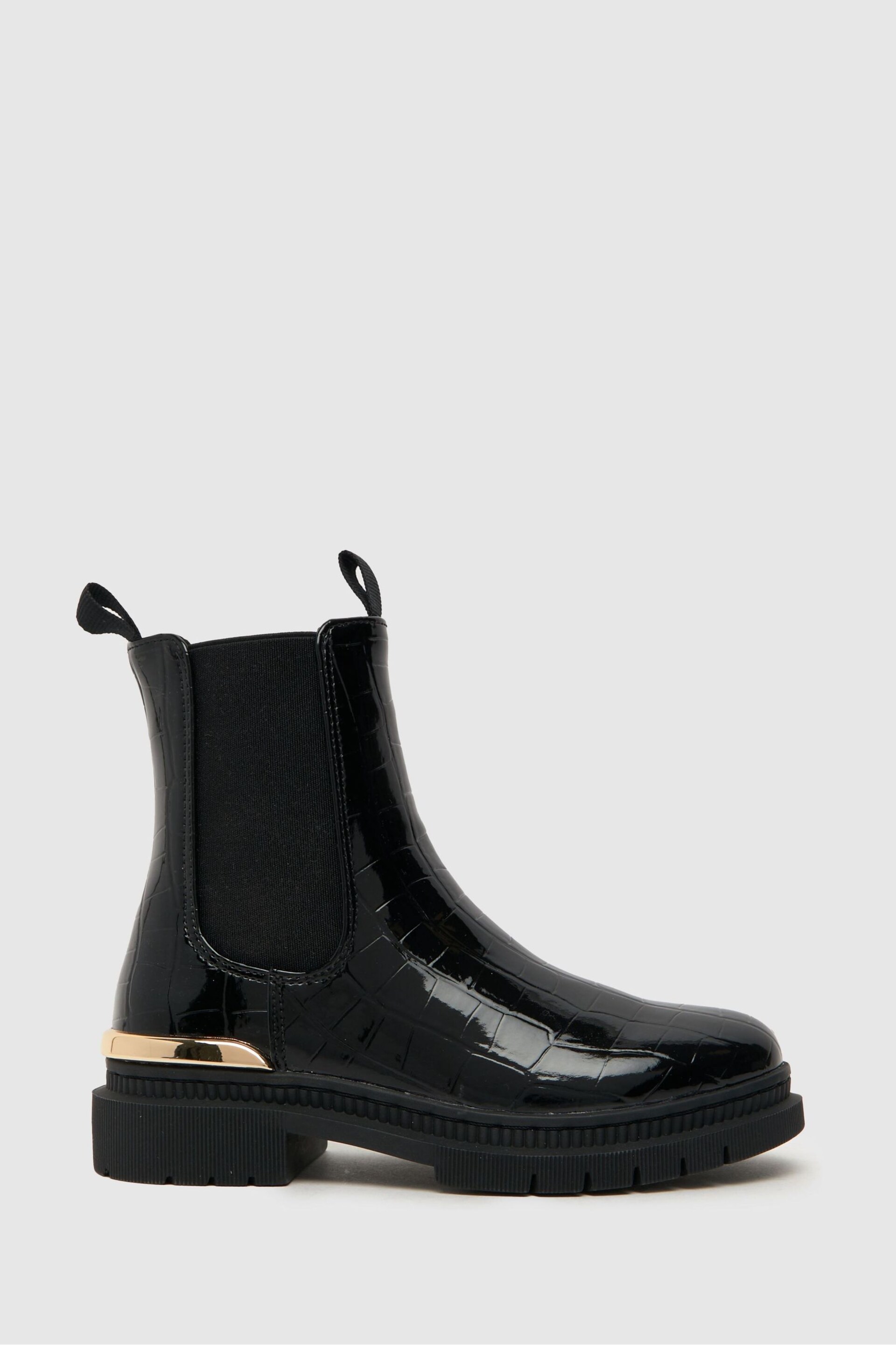 Schuh Calm Black Croc Boots - Image 1 of 4