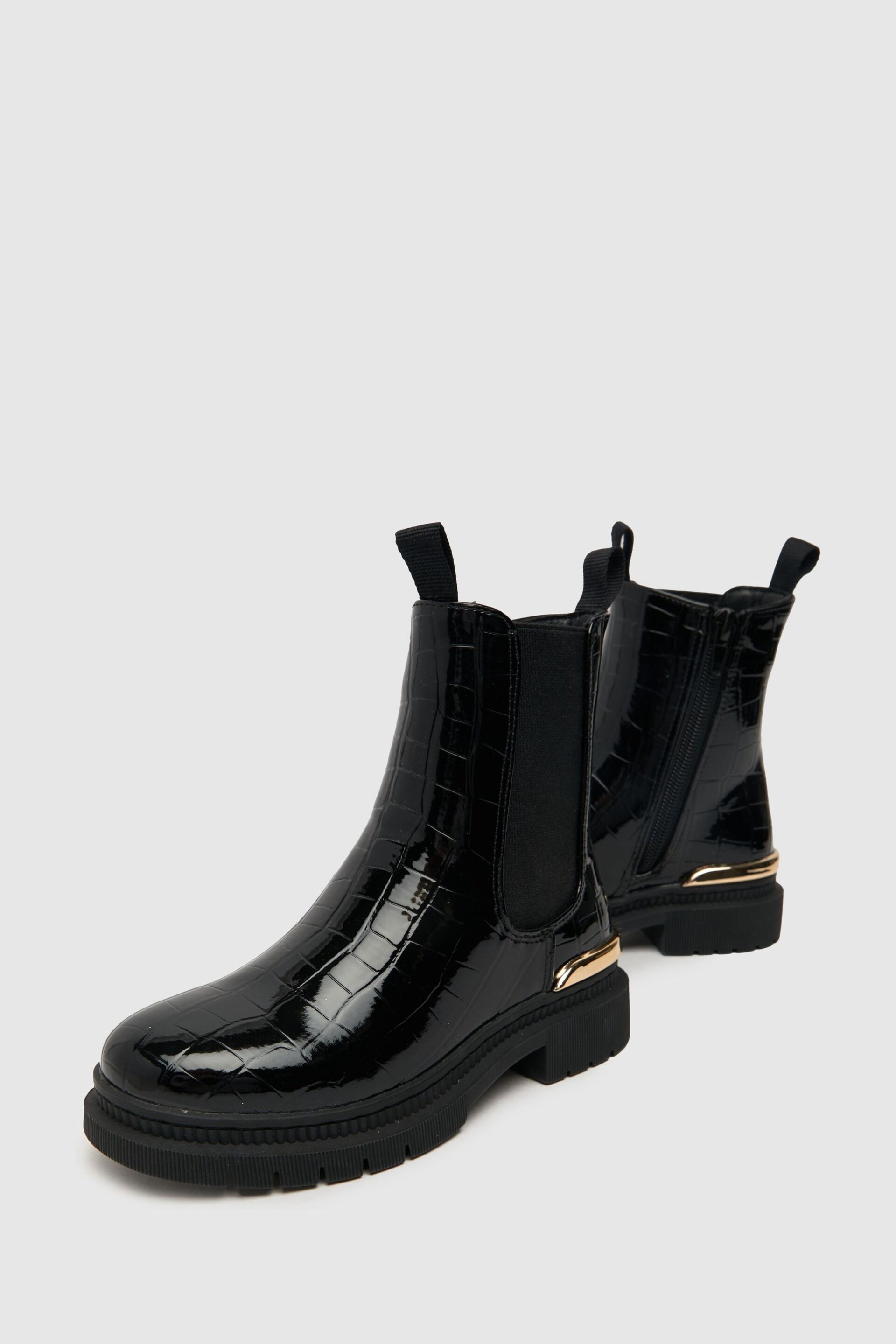 Schuh Calm Black Croc Boots - Image 3 of 4