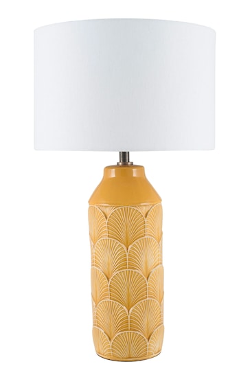 Pacific Yellow Bethan Embossed Ceramic Table Lamp