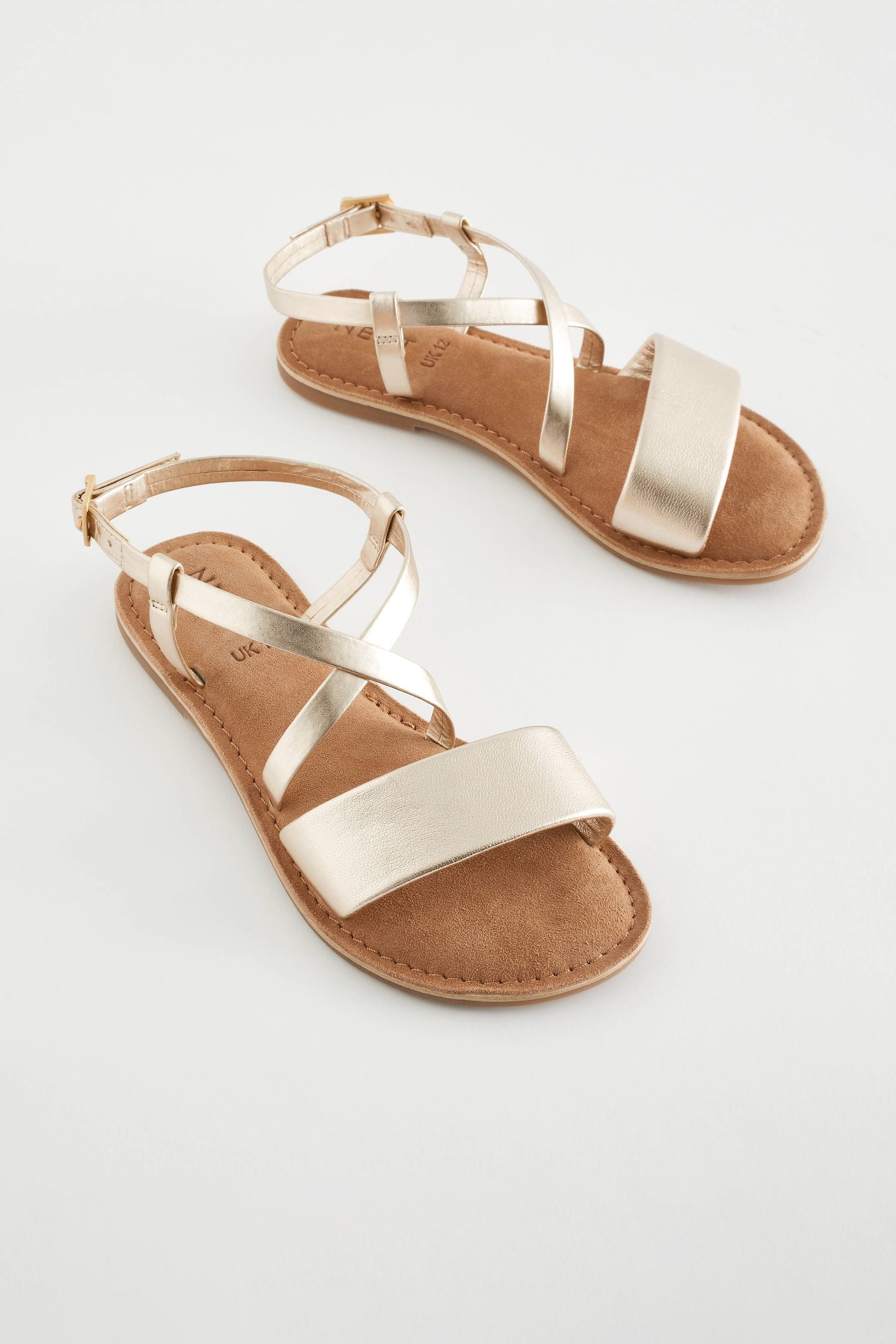 Buy Gold Leather Sandals from Next Canada