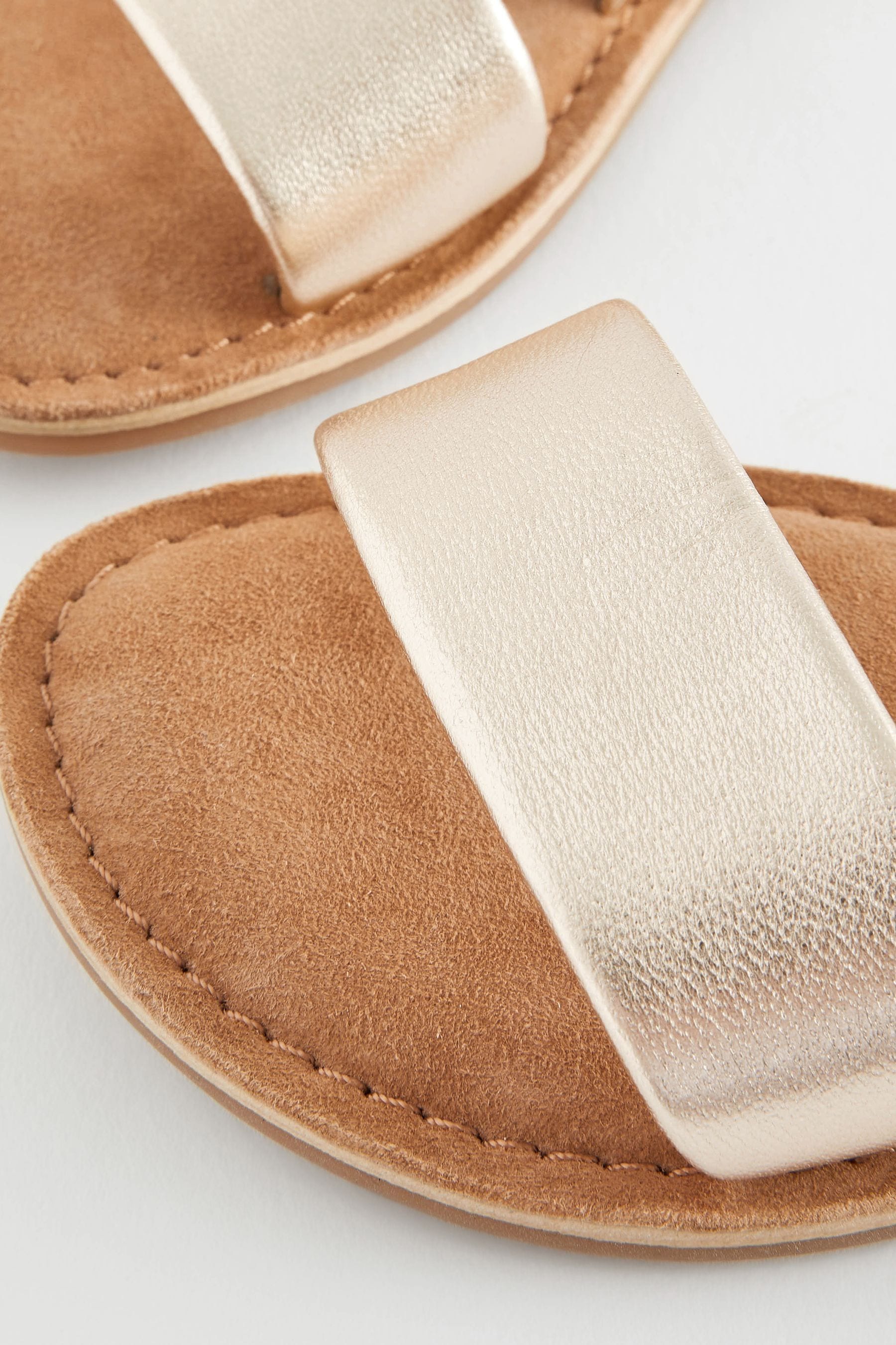 Gold leather flat sandals shop