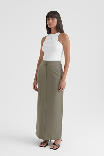4th & Reckless Green Kennedy Tailored Midaxi Skirt