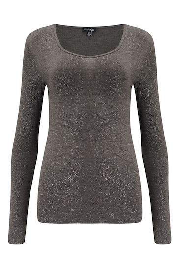 Pour Moi Grey Glitter Round Neck Second Skin Thermals
