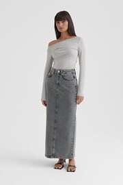 4th & Reckless Grey Jilly Jersey Ruched Long Sleeve Top - Image 1 of 4