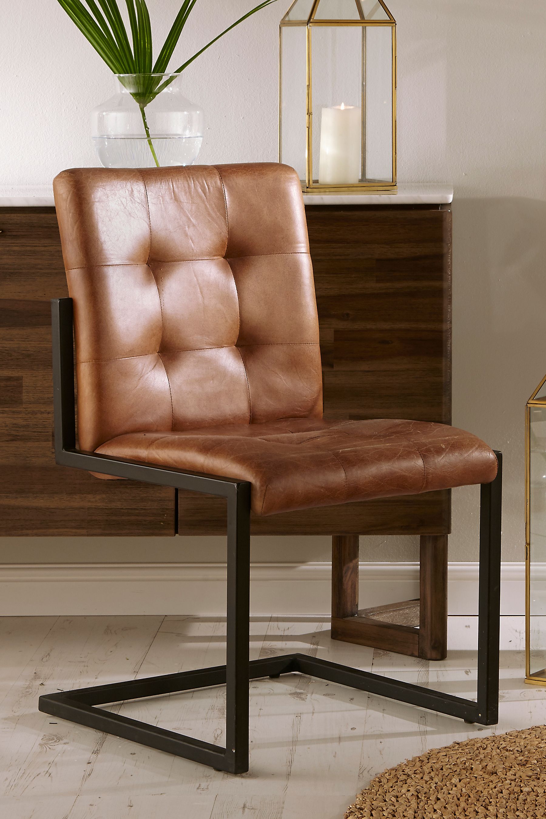 Pacific Brown Vintage Leather And Iron Chair