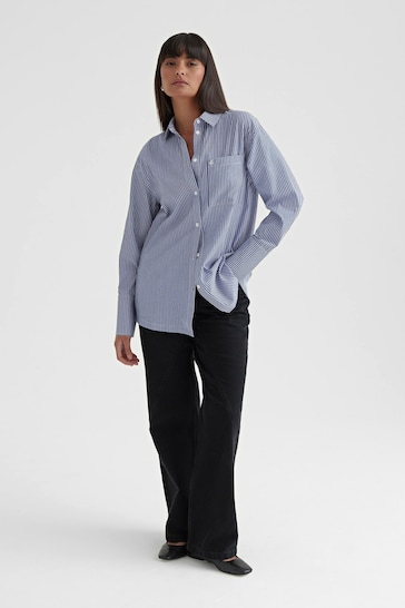 4th & Reckless Blue Haleema Stripe Classic Oversized Shirt