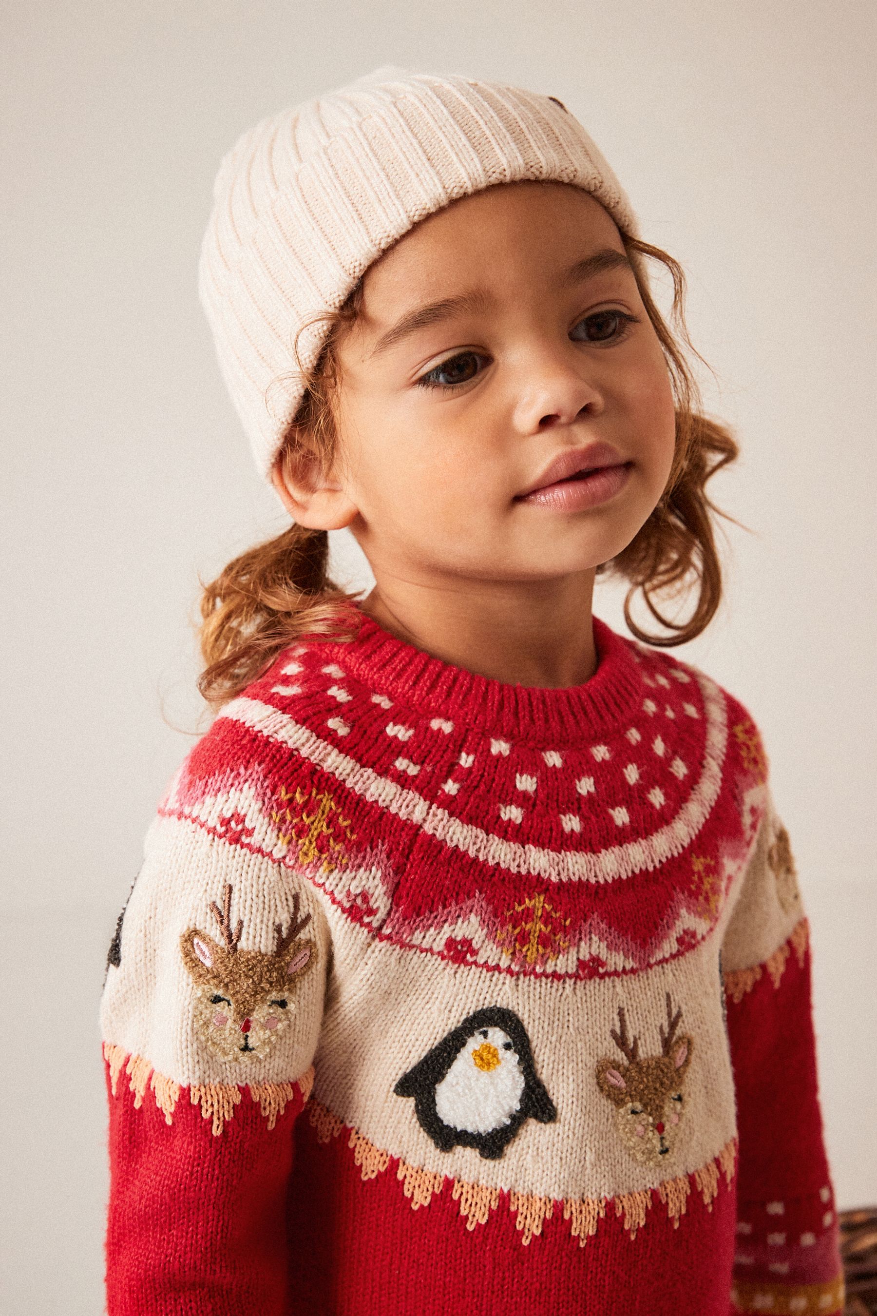 Buy Red Reindeer Knitted Jumper Dress 3mths 7yrs from Next Luxembourg