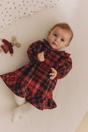 紅色方格圖案 - Baby Woven Dress with Tights (0mths-2yrs) - 圖片 2，共 9